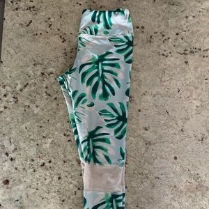Girls Palm Leaf Yoga Pants/Leggings